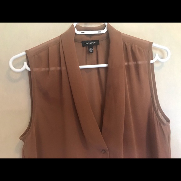 LeChateau Brown sheer blouse size Medium - Picture 8 of 10